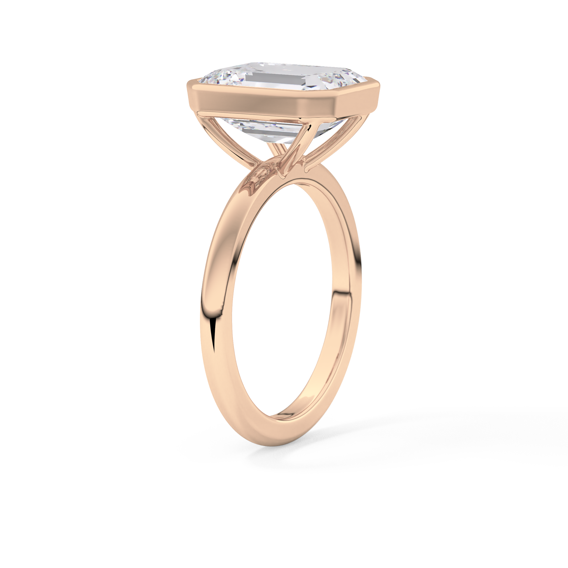 Emerald Solitaire Bezel Lab Grown Diamond Engagement Ring