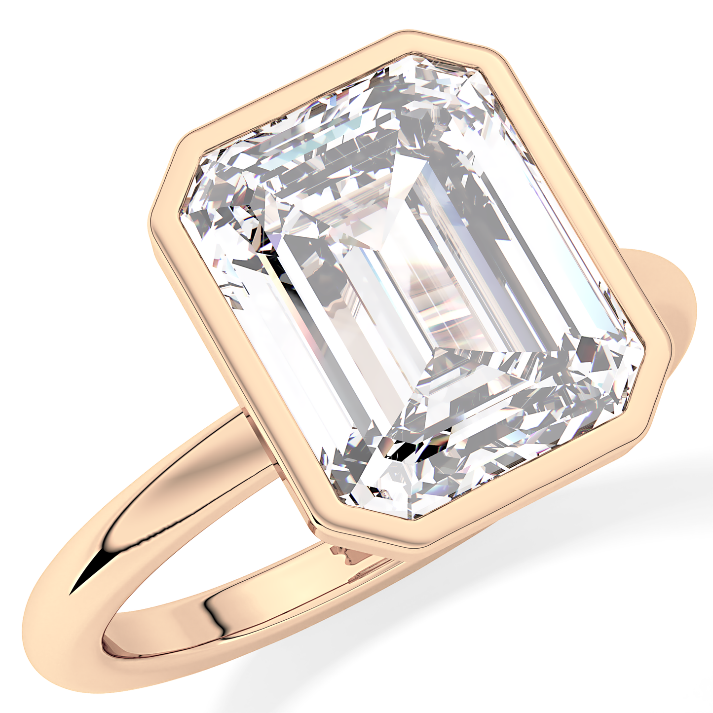 Emerald Solitaire Bezel Lab Grown Diamond Engagement Ring