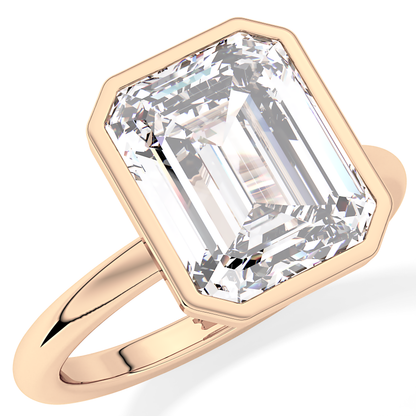 Emerald Solitaire Bezel Lab Grown Diamond Engagement Ring