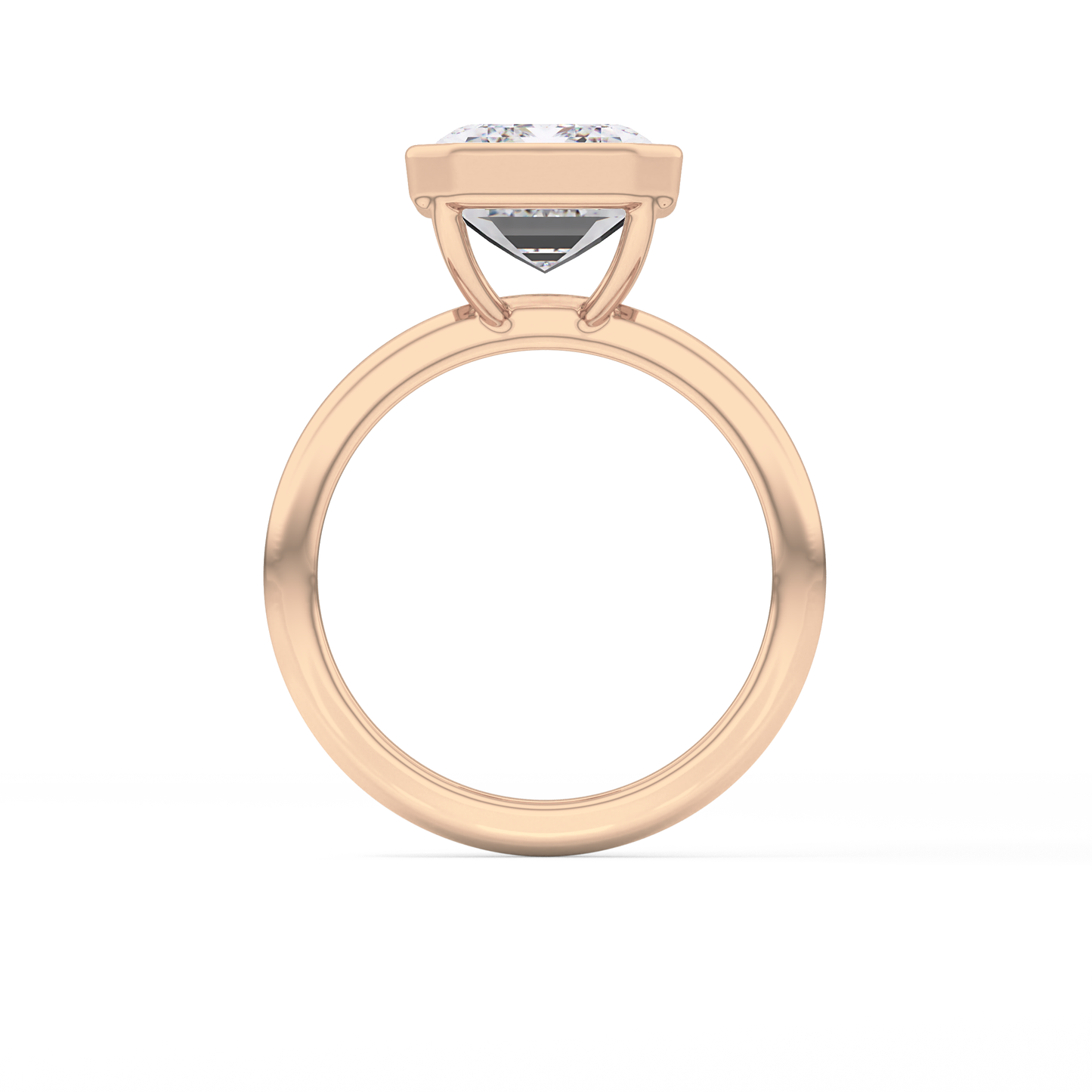 Emerald Solitaire Bezel Lab Grown Diamond Engagement Ring