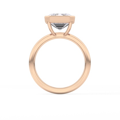 Emerald Solitaire Bezel Lab Grown Diamond Engagement Ring