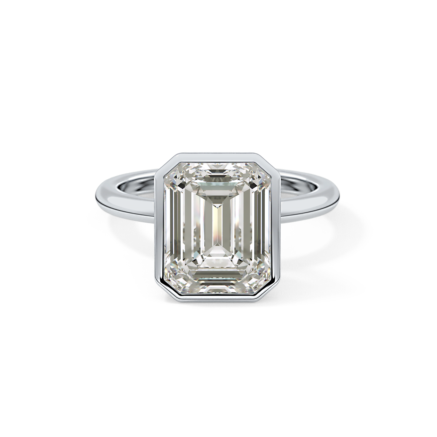 Emerald Solitaire Bezel Lab Grown Diamond Engagement Ring