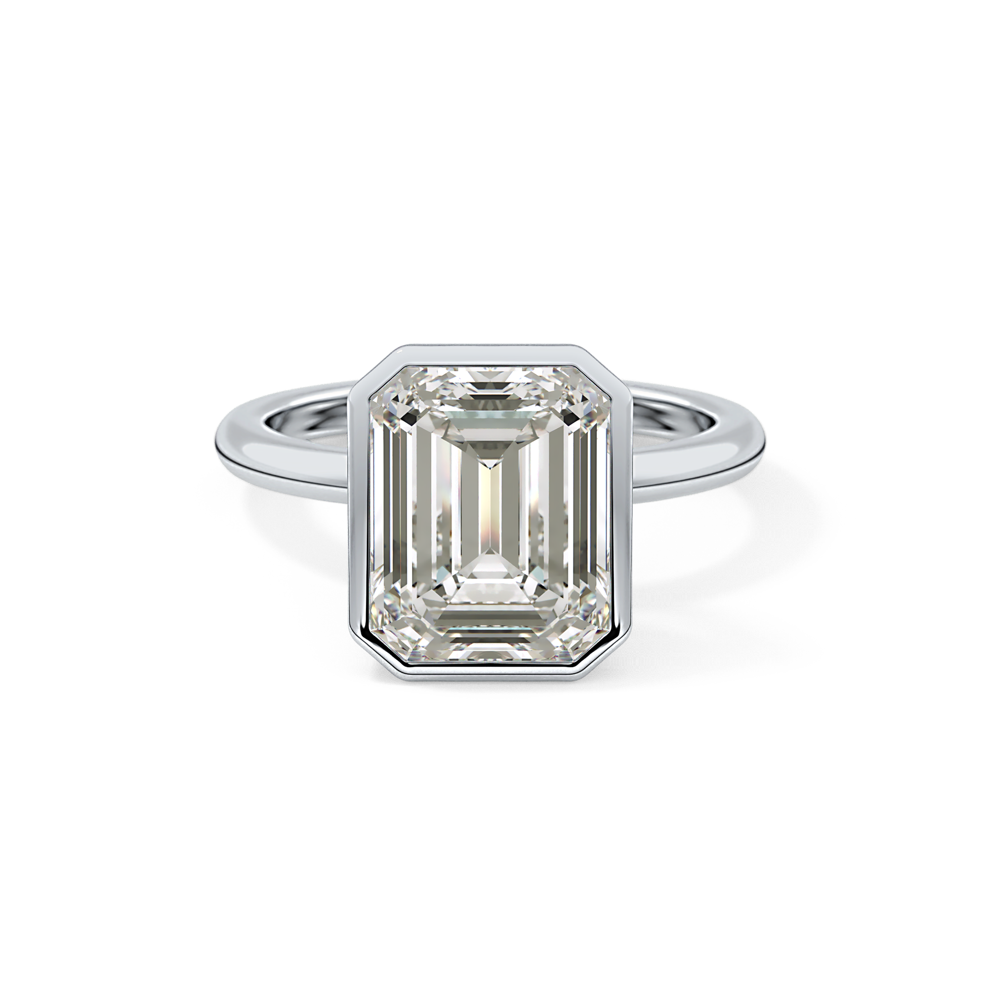 Emerald Solitaire Bezel Lab Grown Diamond Engagement Ring