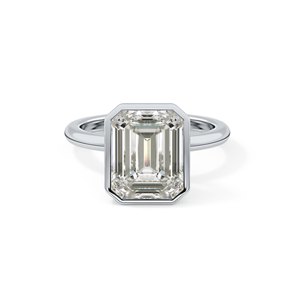Emerald Solitaire Bezel Lab Grown Diamond Engagement Ring