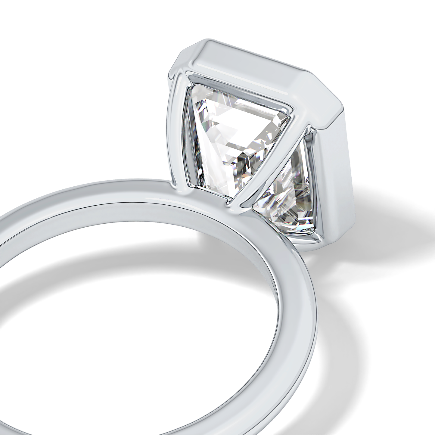 Emerald Solitaire Bezel Lab Grown Diamond Engagement Ring