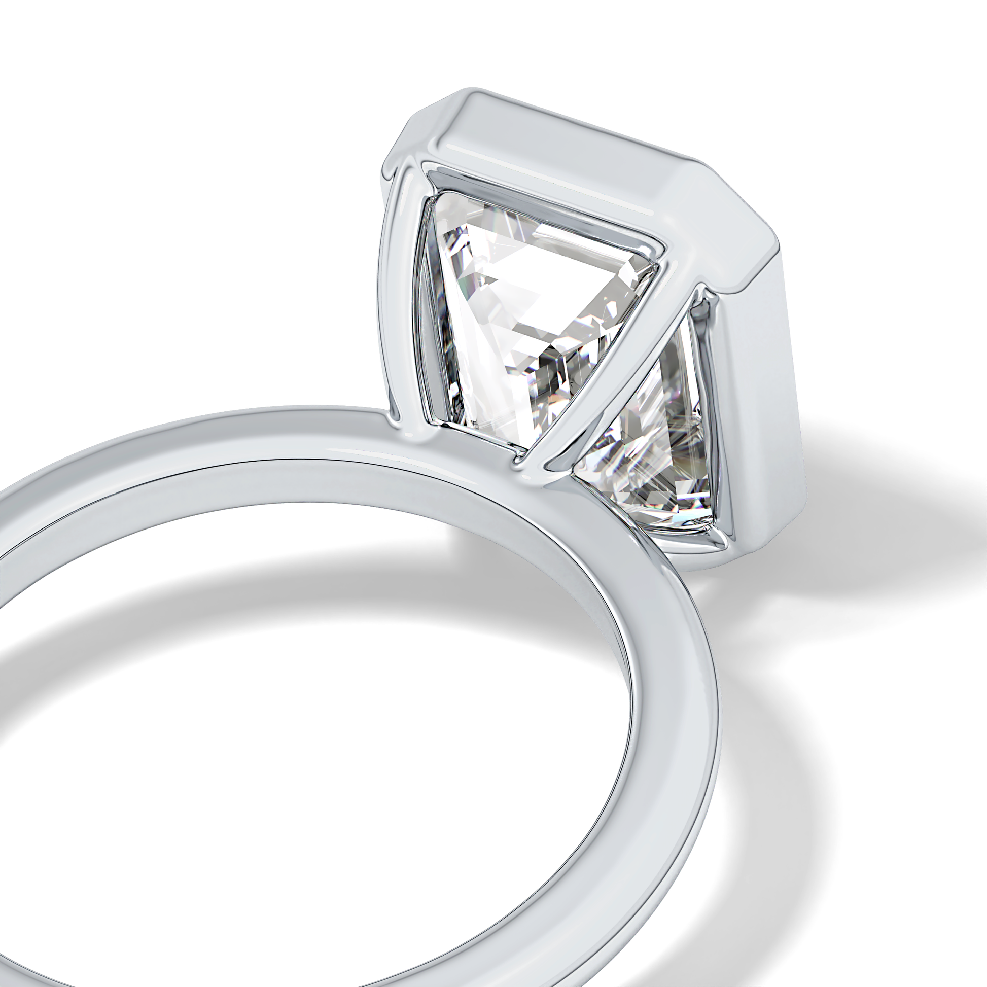 Emerald Solitaire Bezel Lab Grown Diamond Engagement Ring