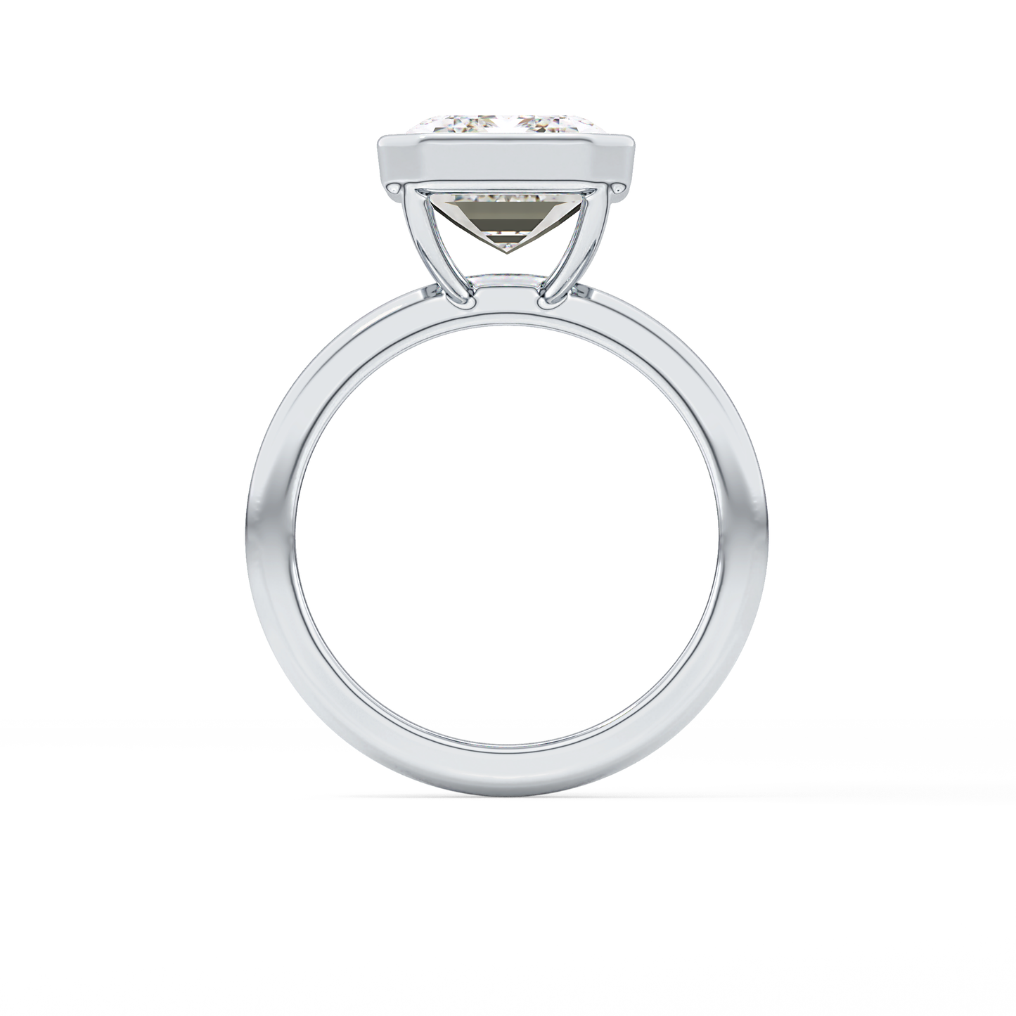 Emerald Solitaire Bezel Lab Grown Diamond Engagement Ring