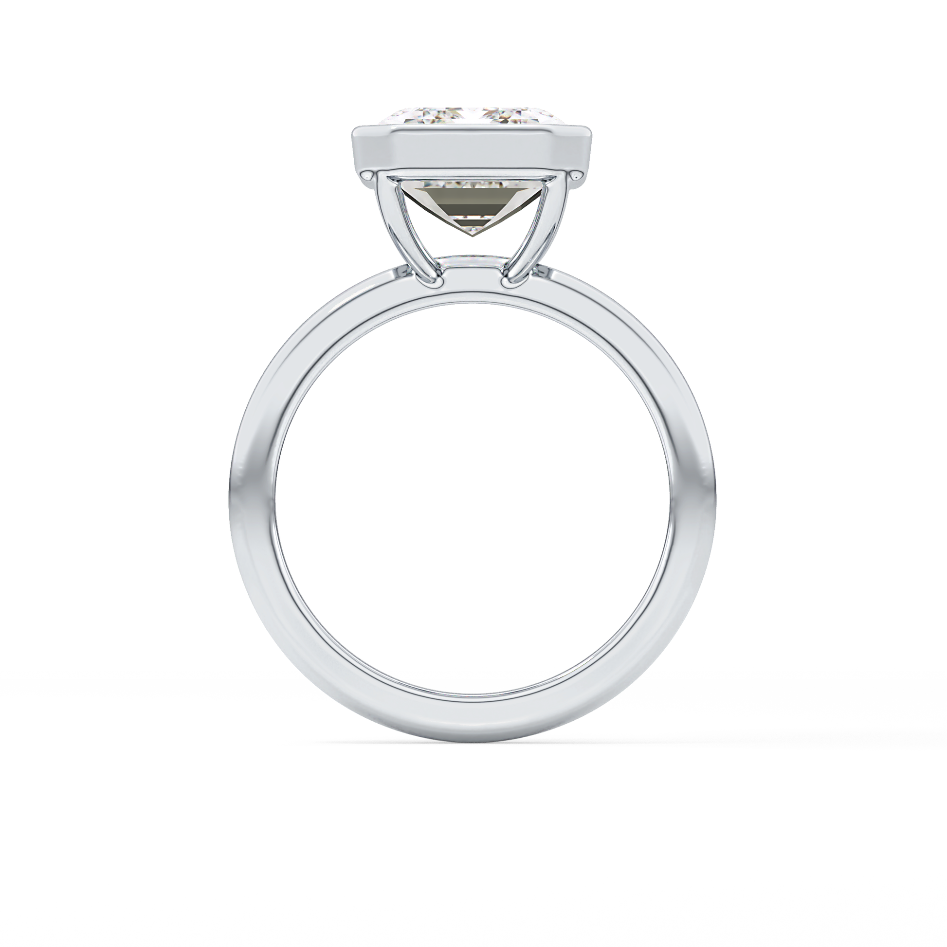 Emerald Solitaire Bezel Lab Grown Diamond Engagement Ring