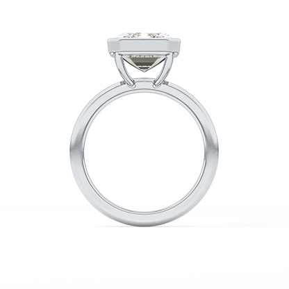 Emerald Solitaire Bezel Lab Grown Diamond Engagement Ring