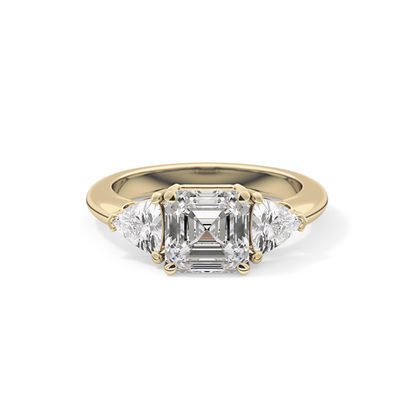 Emerald Three Stone Lab Grown Diamond Engagement Ring