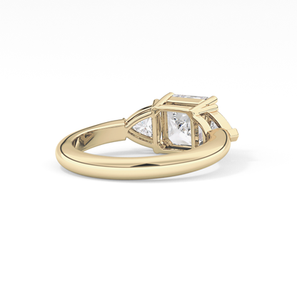 Emerald Three Stone Lab Grown Diamond Engagement Ring