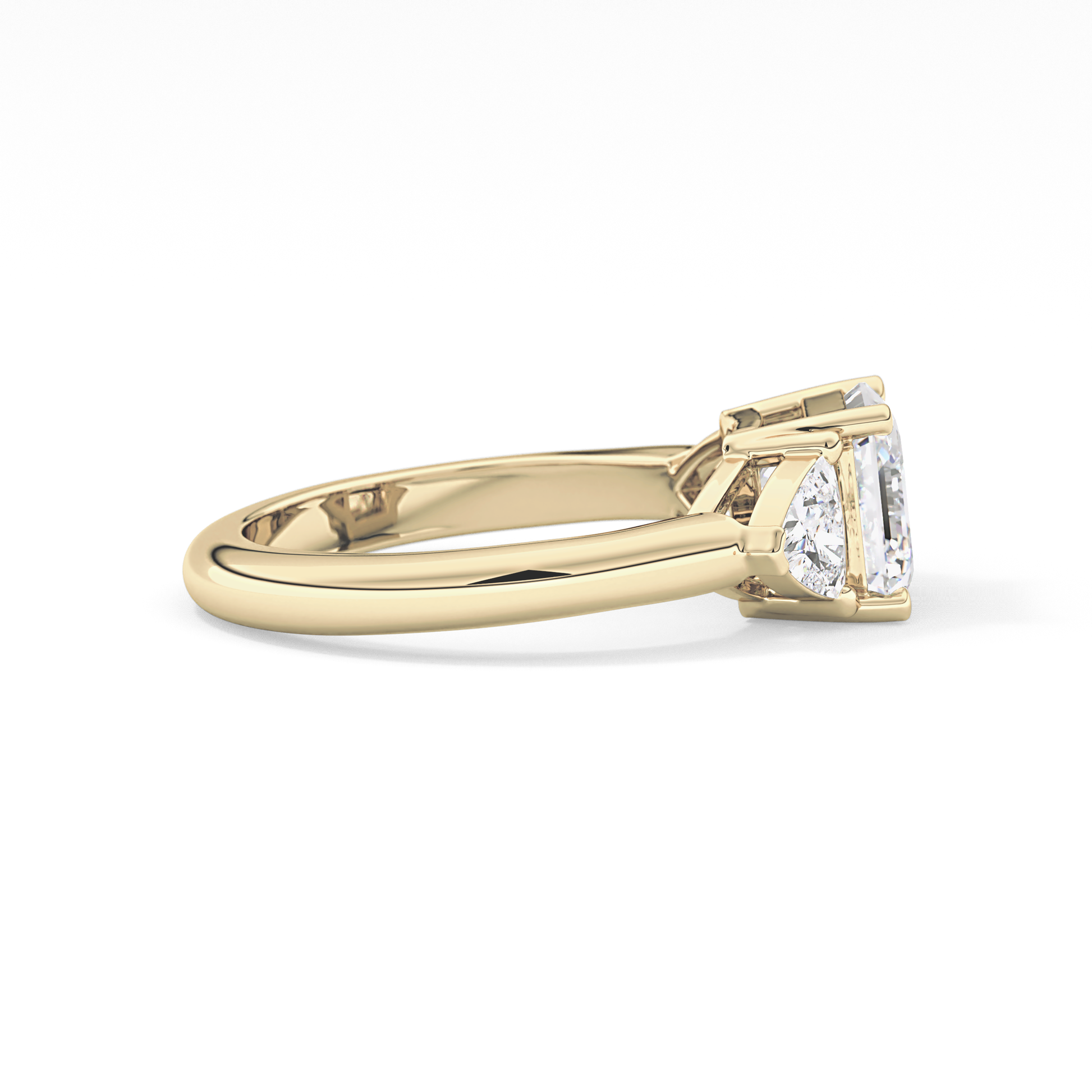 Emerald Three Stone Lab Grown Diamond Engagement Ring