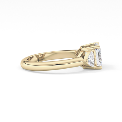 Emerald Three Stone Lab Grown Diamond Engagement Ring
