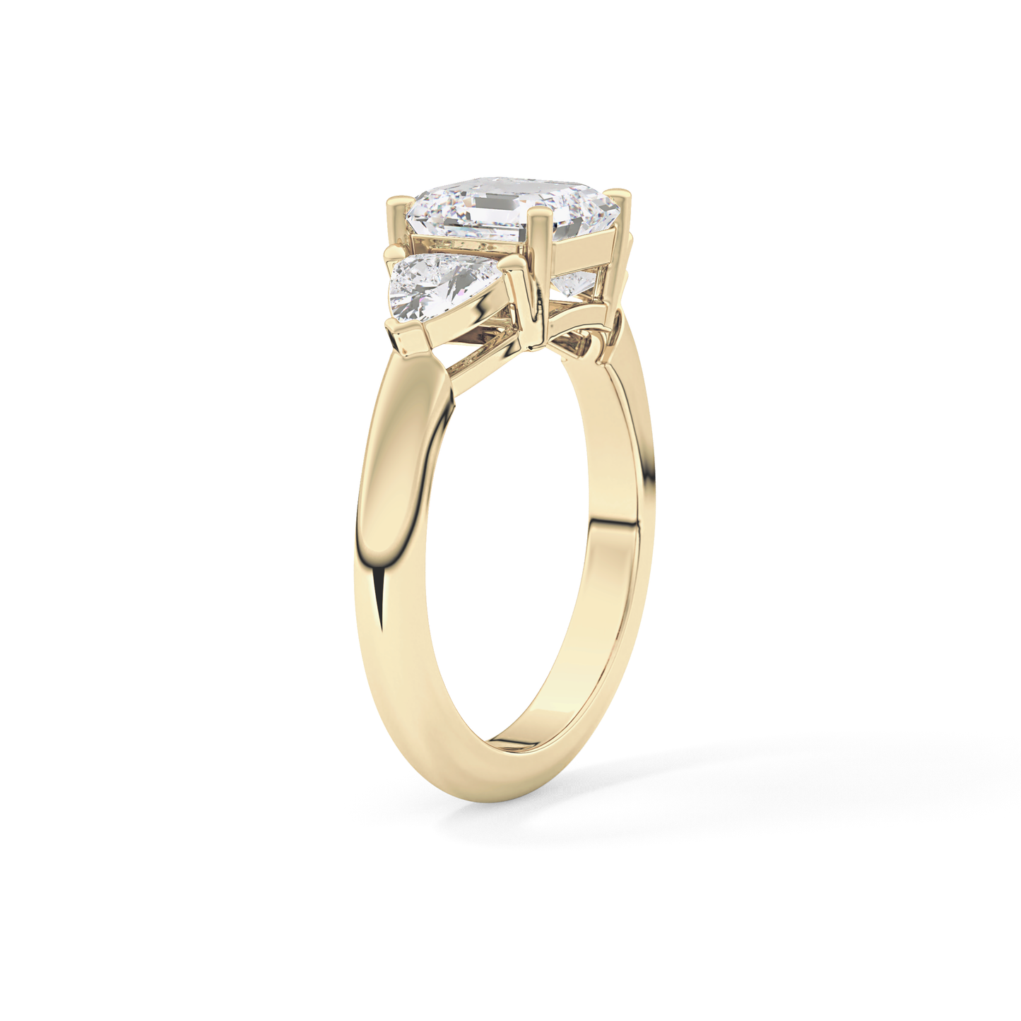 Emerald Three Stone Lab Grown Diamond Engagement Ring