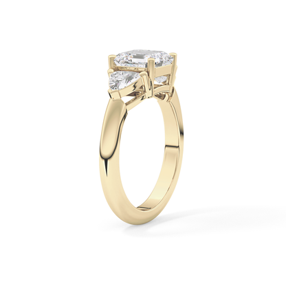 Emerald Three Stone Lab Grown Diamond Engagement Ring