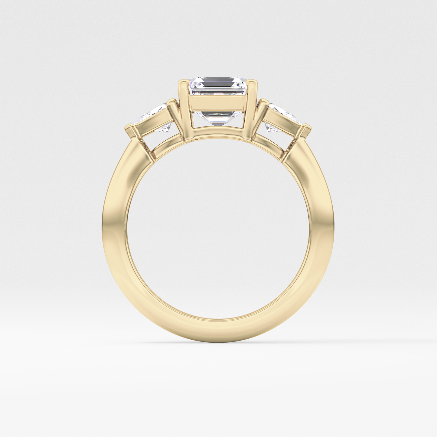 Emerald Three Stone Lab Grown Diamond Engagement Ring