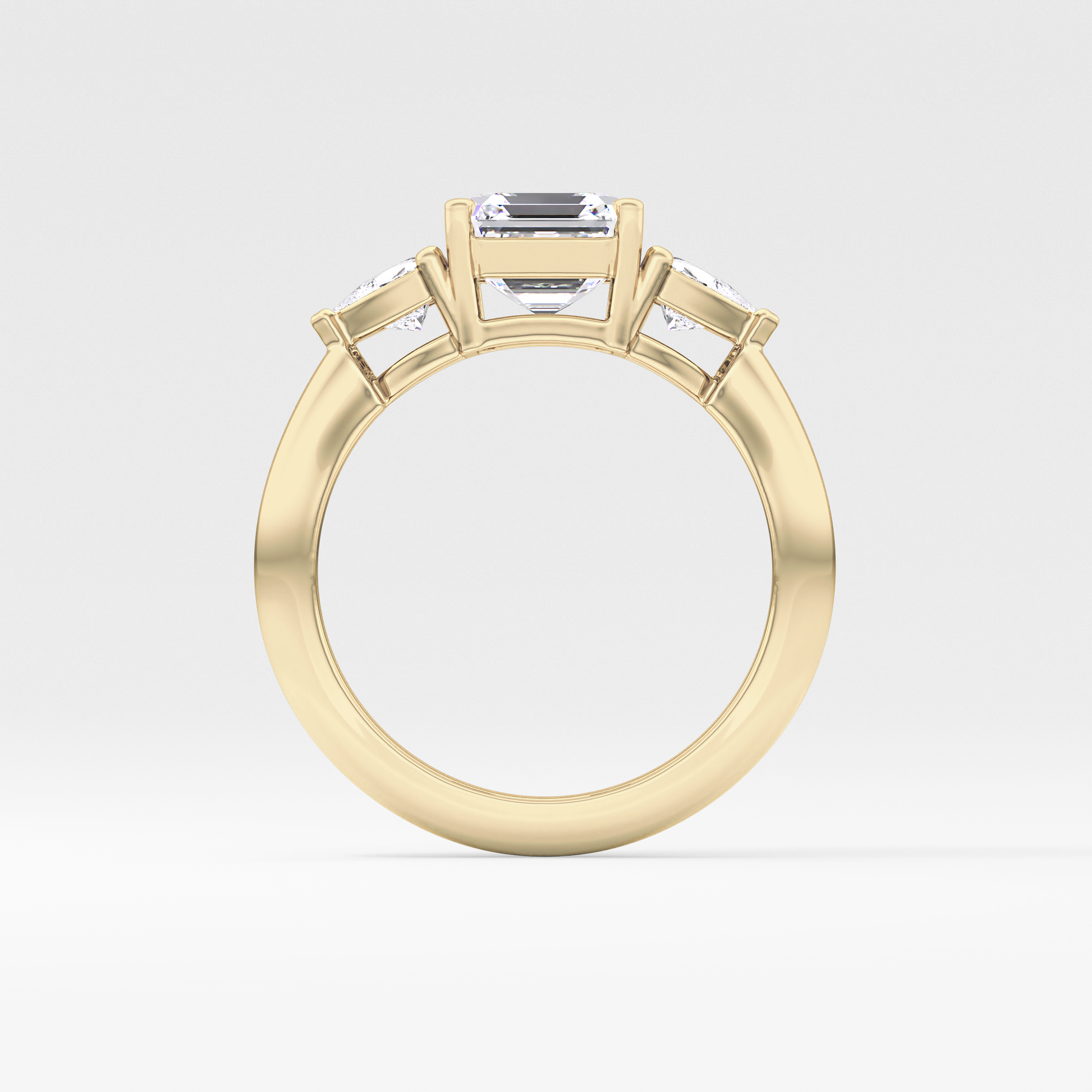 Emerald Three Stone Lab Grown Diamond Engagement Ring