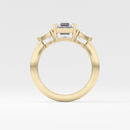 Emerald Three Stone Lab Grown Diamond Engagement Ring