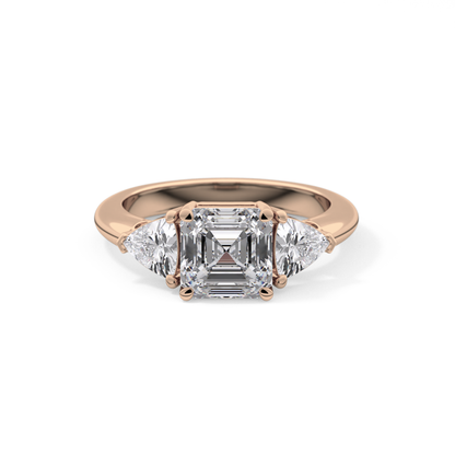 Emerald Three Stone Lab Grown Diamond Engagement Ring