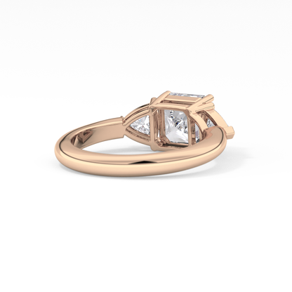 Emerald Three Stone Lab Grown Diamond Engagement Ring