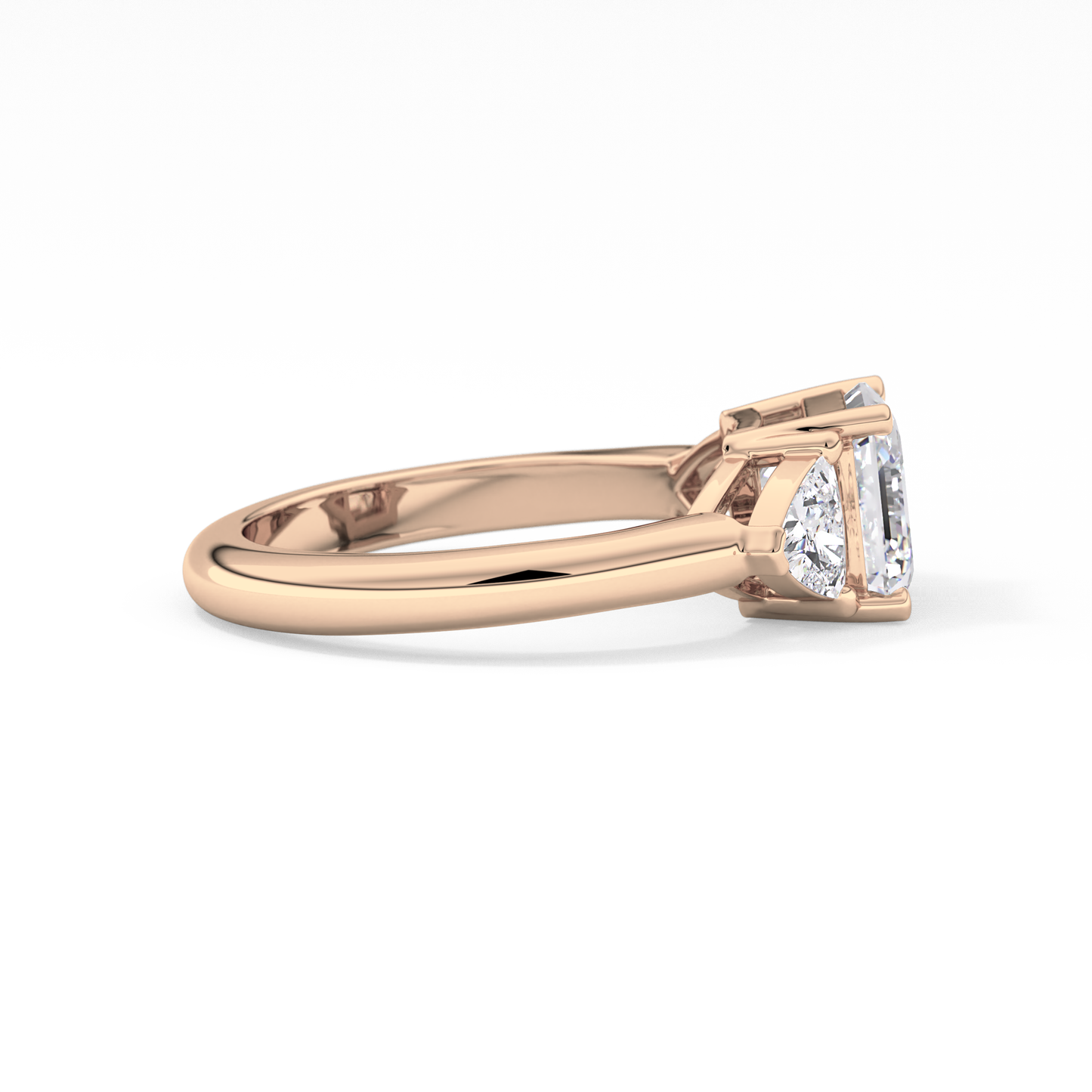 Emerald Three Stone Lab Grown Diamond Engagement Ring