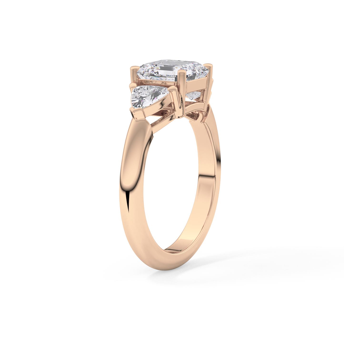 Emerald Three Stone Lab Grown Diamond Engagement Ring