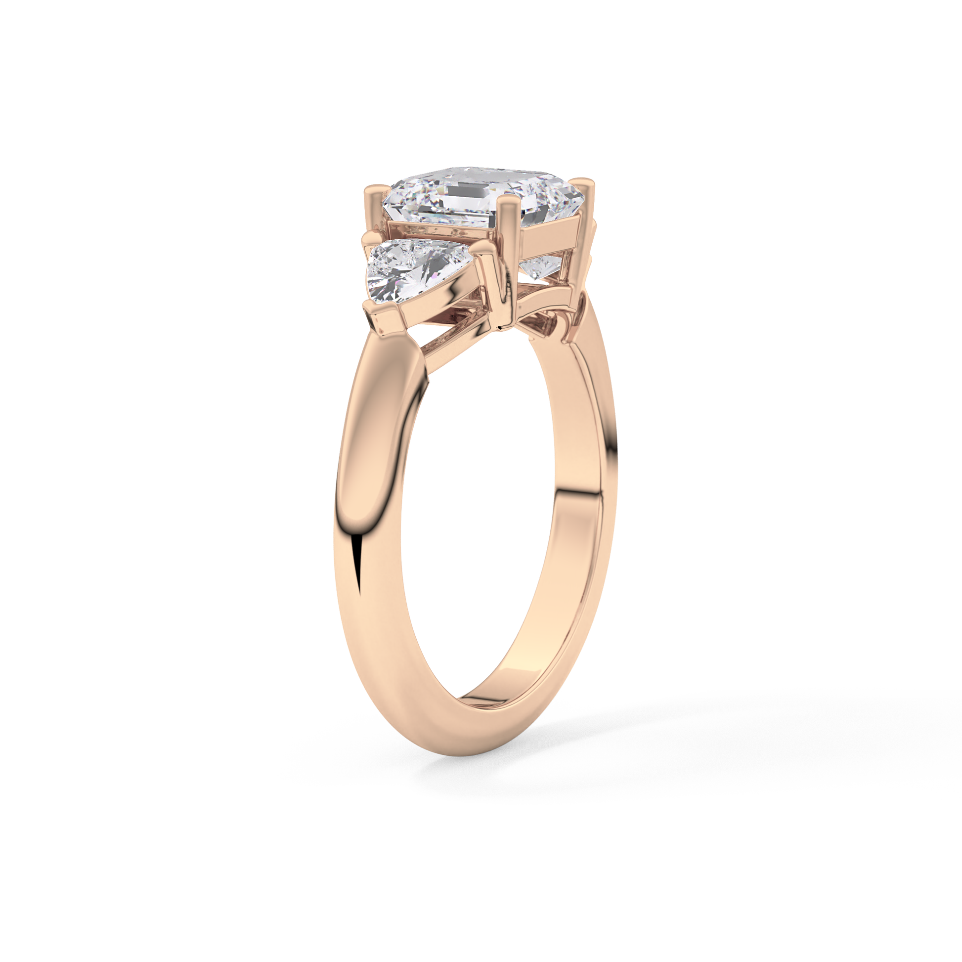 Emerald Three Stone Lab Grown Diamond Engagement Ring