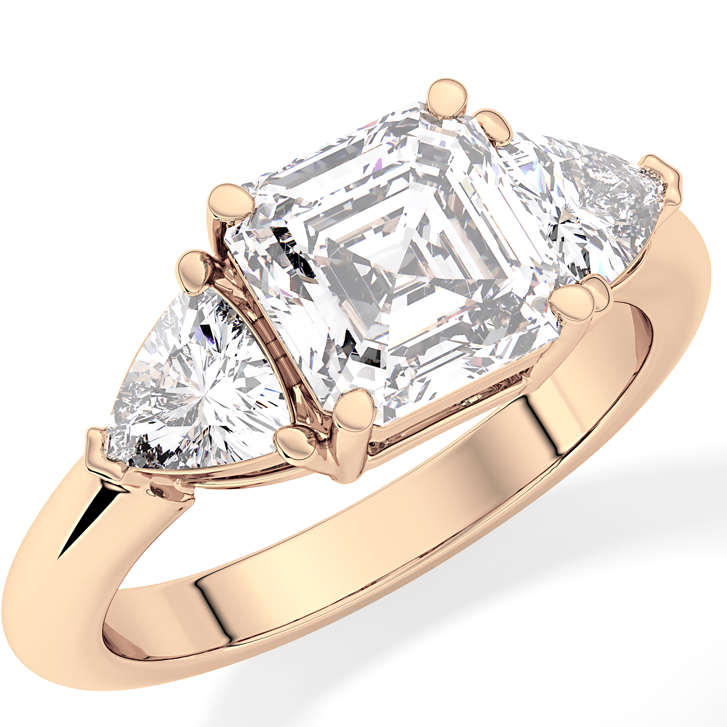 Emerald Three Stone Lab Grown Diamond Engagement Ring