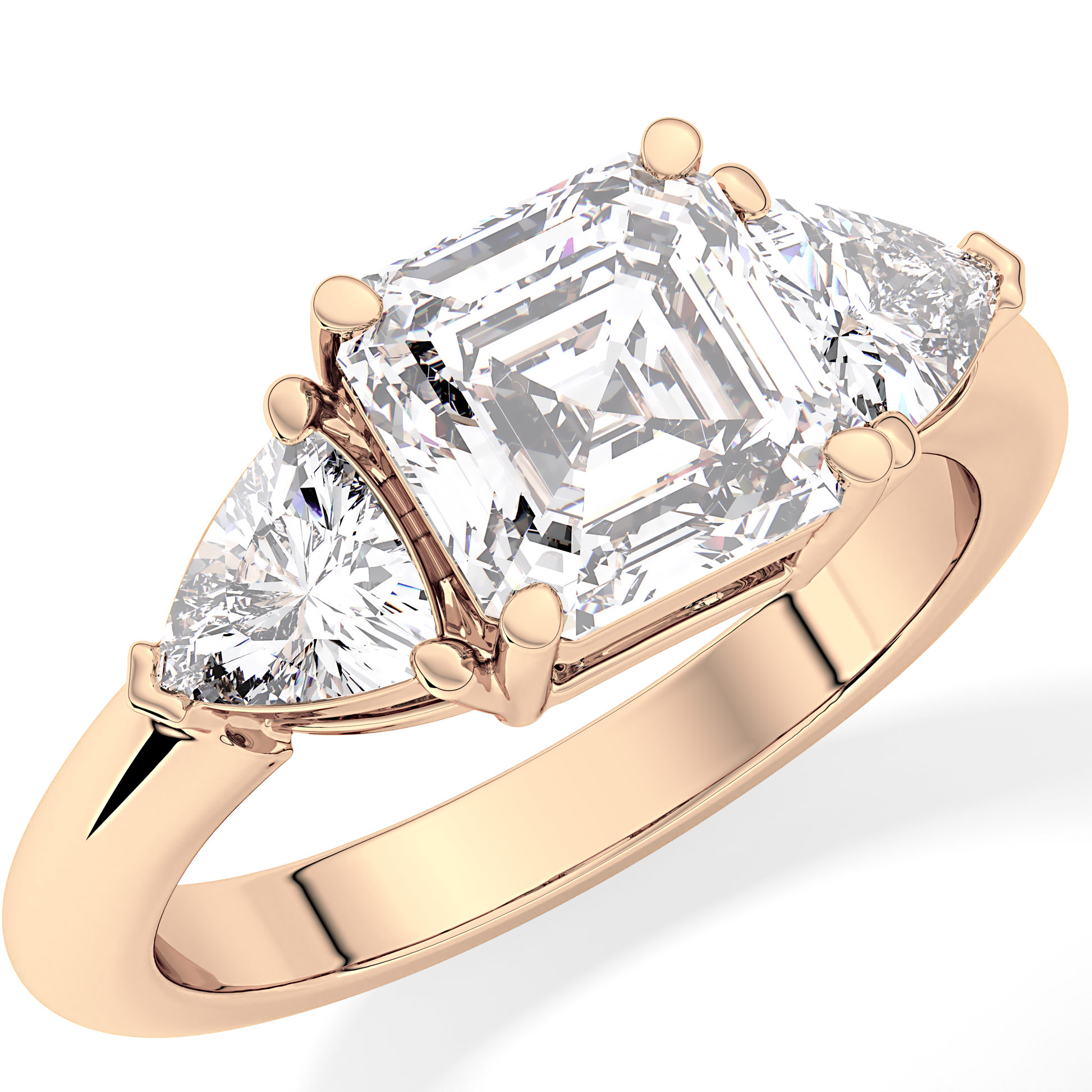 Emerald Three Stone Lab Grown Diamond Engagement Ring
