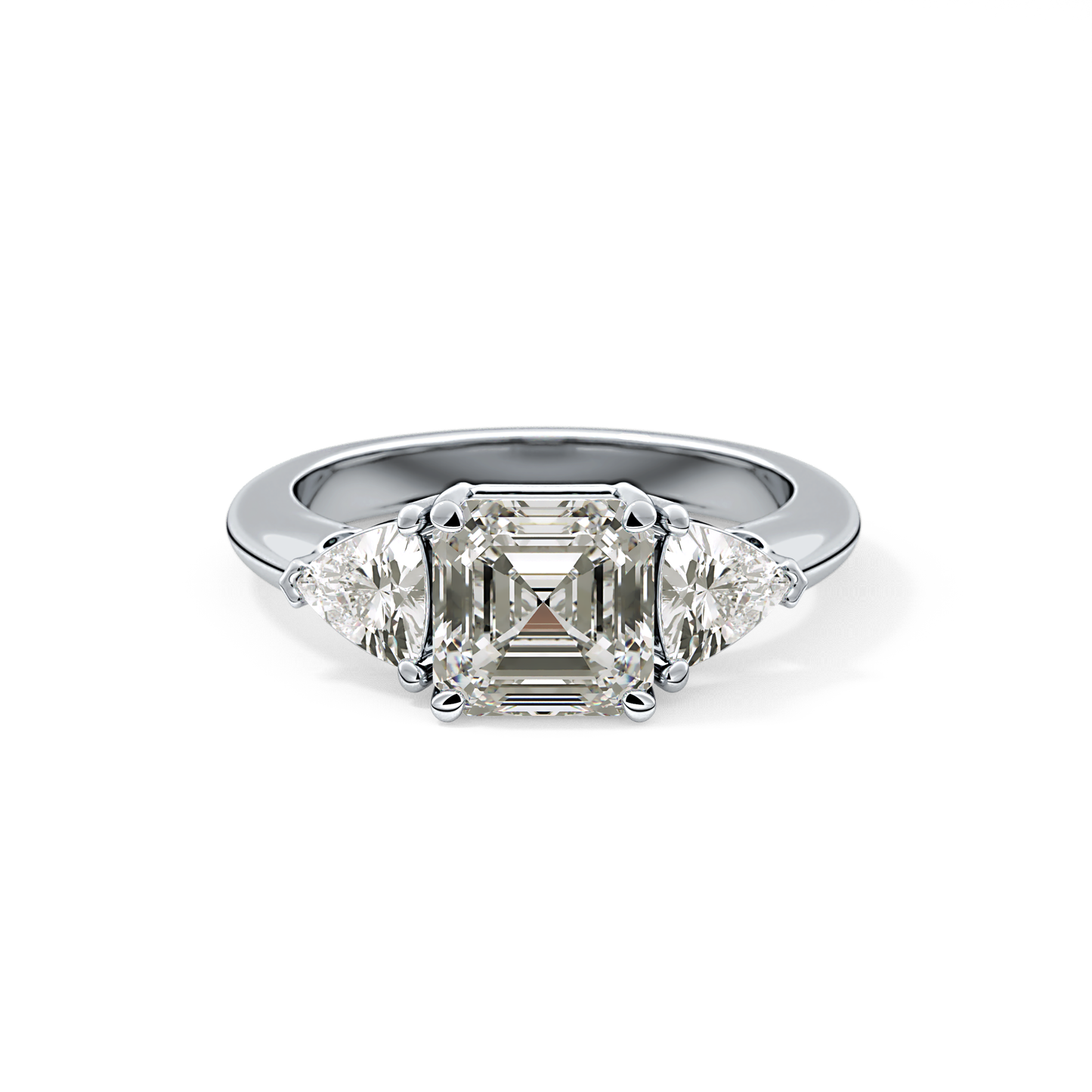 Emerald Three Stone Lab Grown Diamond Engagement Ring