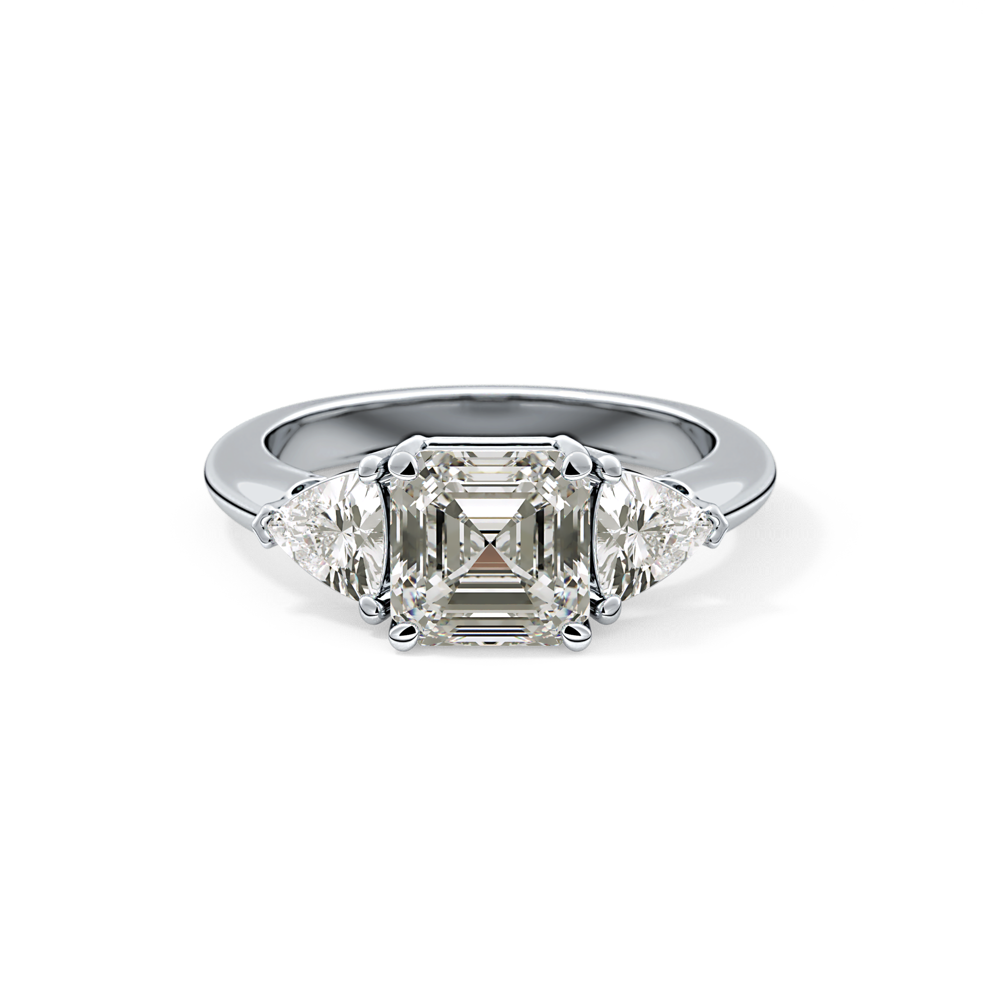 Emerald Three Stone Lab Grown Diamond Engagement Ring