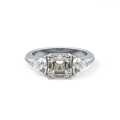Emerald Three Stone Lab Grown Diamond Engagement Ring