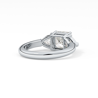 Emerald Three Stone Lab Grown Diamond Engagement Ring