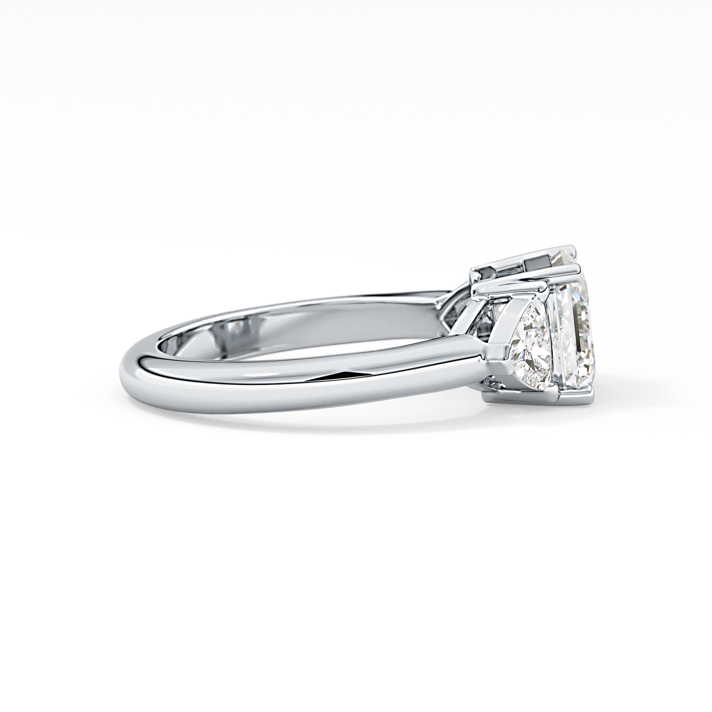 Emerald Three Stone Lab Grown Diamond Engagement Ring
