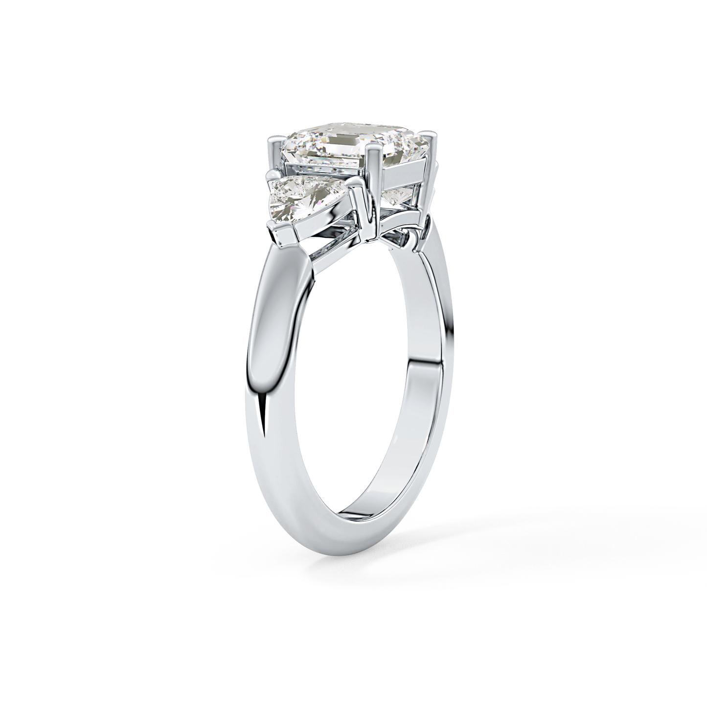 Emerald Three Stone Lab Grown Diamond Engagement Ring