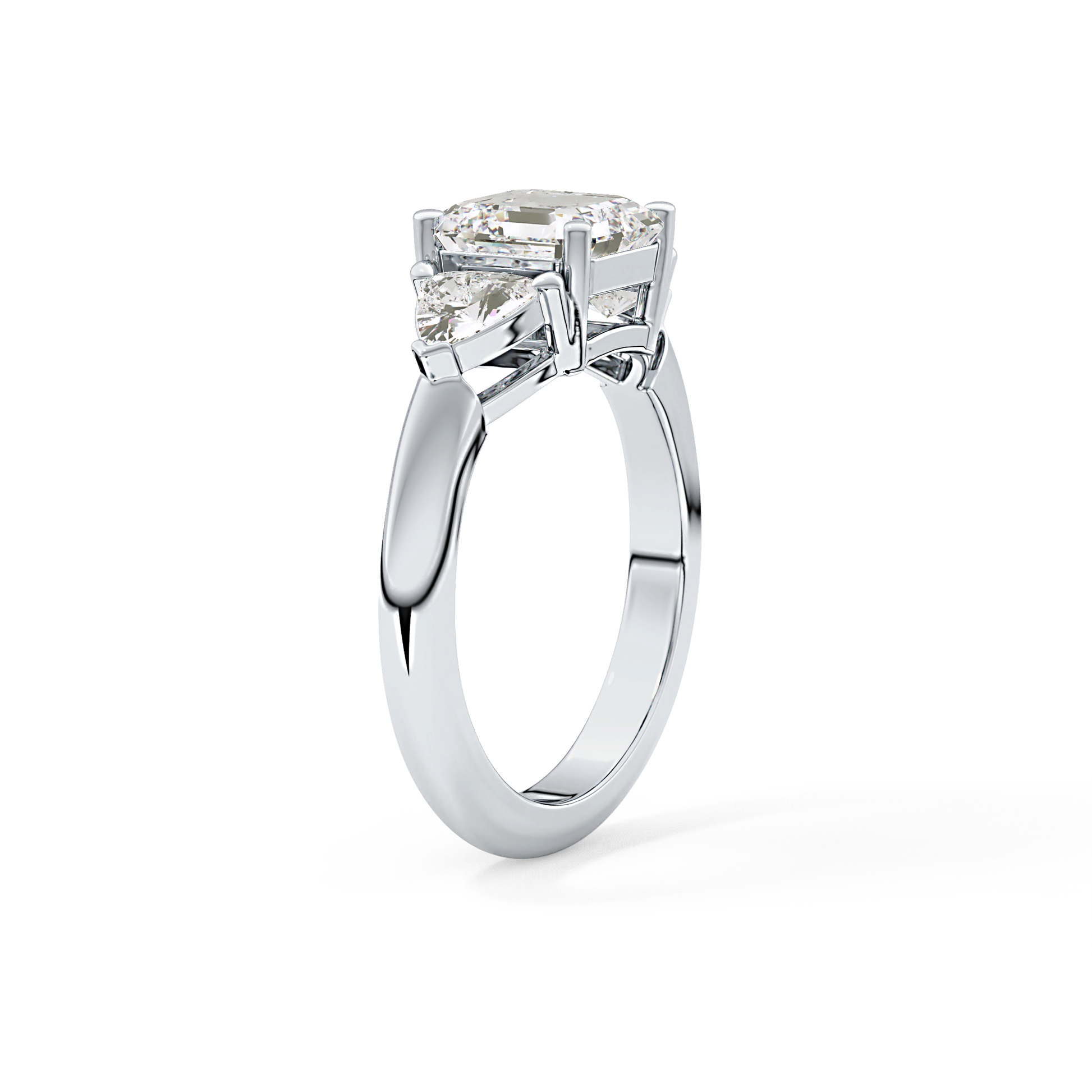 Emerald Three Stone Lab Grown Diamond Engagement Ring