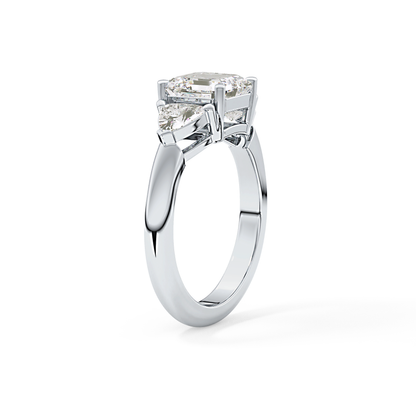 Emerald Three Stone Lab Grown Diamond Engagement Ring