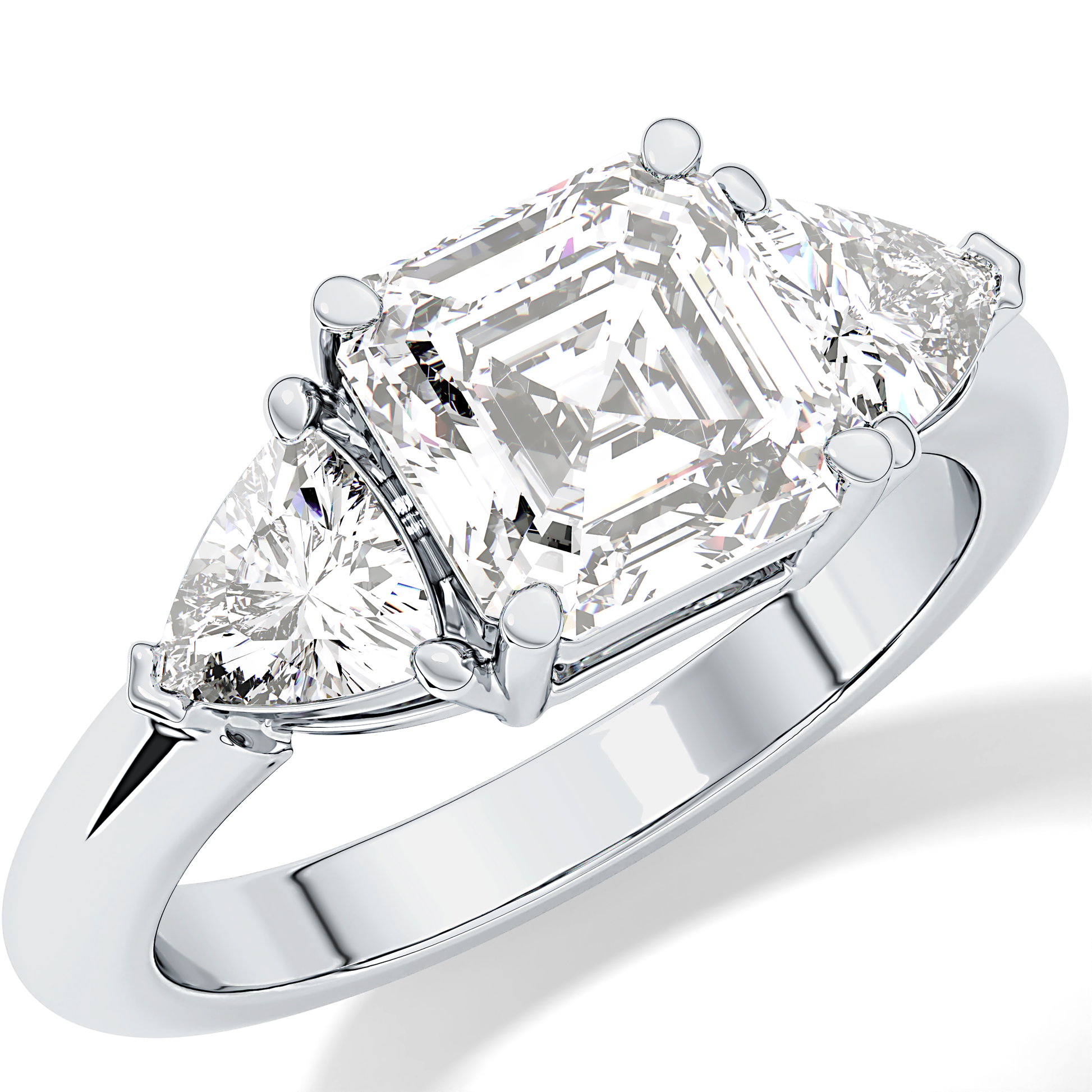 Emerald Three Stone Lab Grown Diamond Engagement Ring