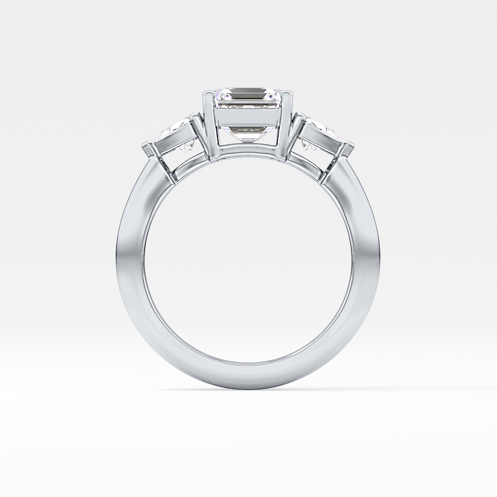 Emerald Three Stone Lab Grown Diamond Engagement Ring