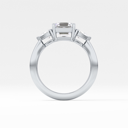 Emerald Three Stone Lab Grown Diamond Engagement Ring