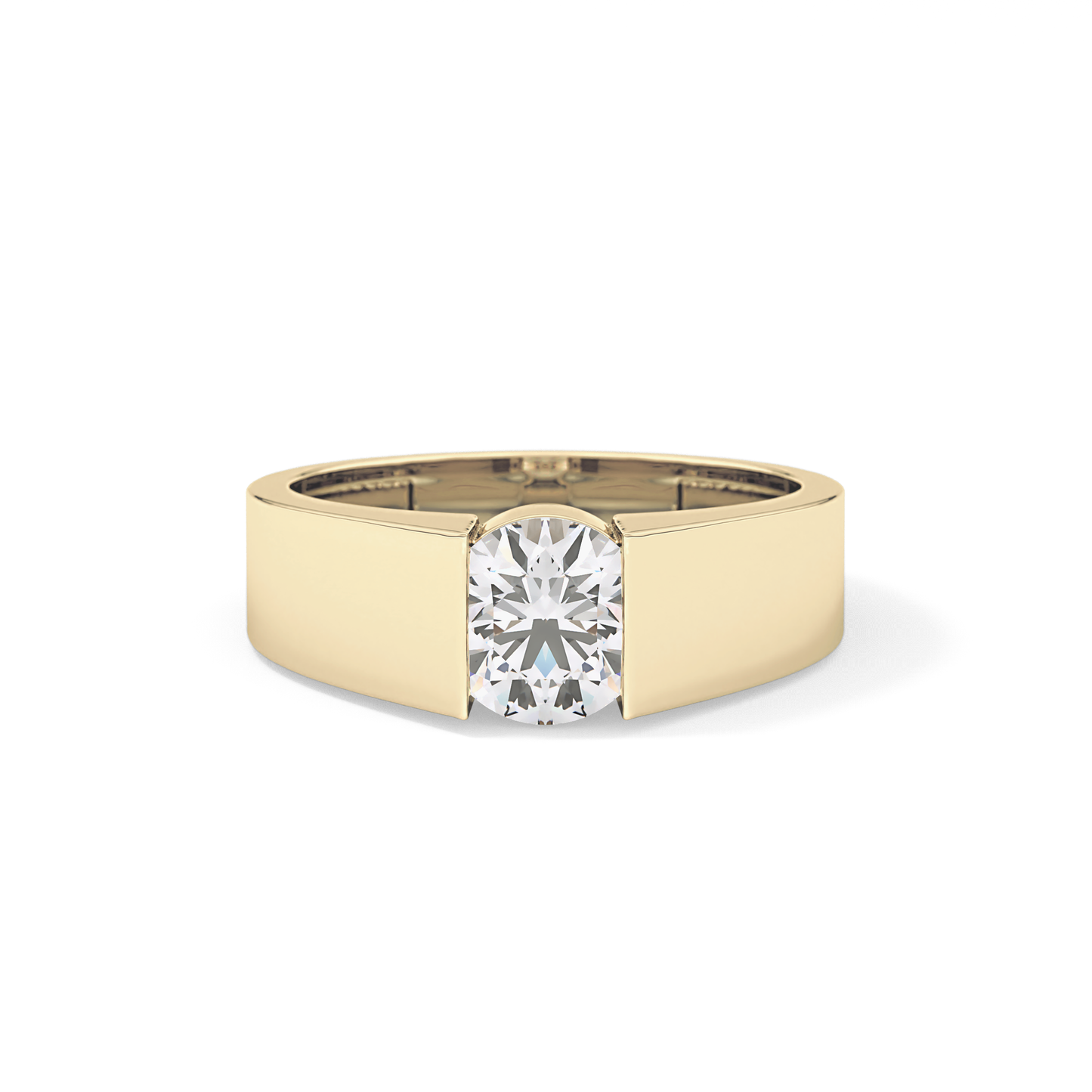 Round Cut 1.11 Carat Moissanite Men's Wedding Band - Tension Setting in Gold