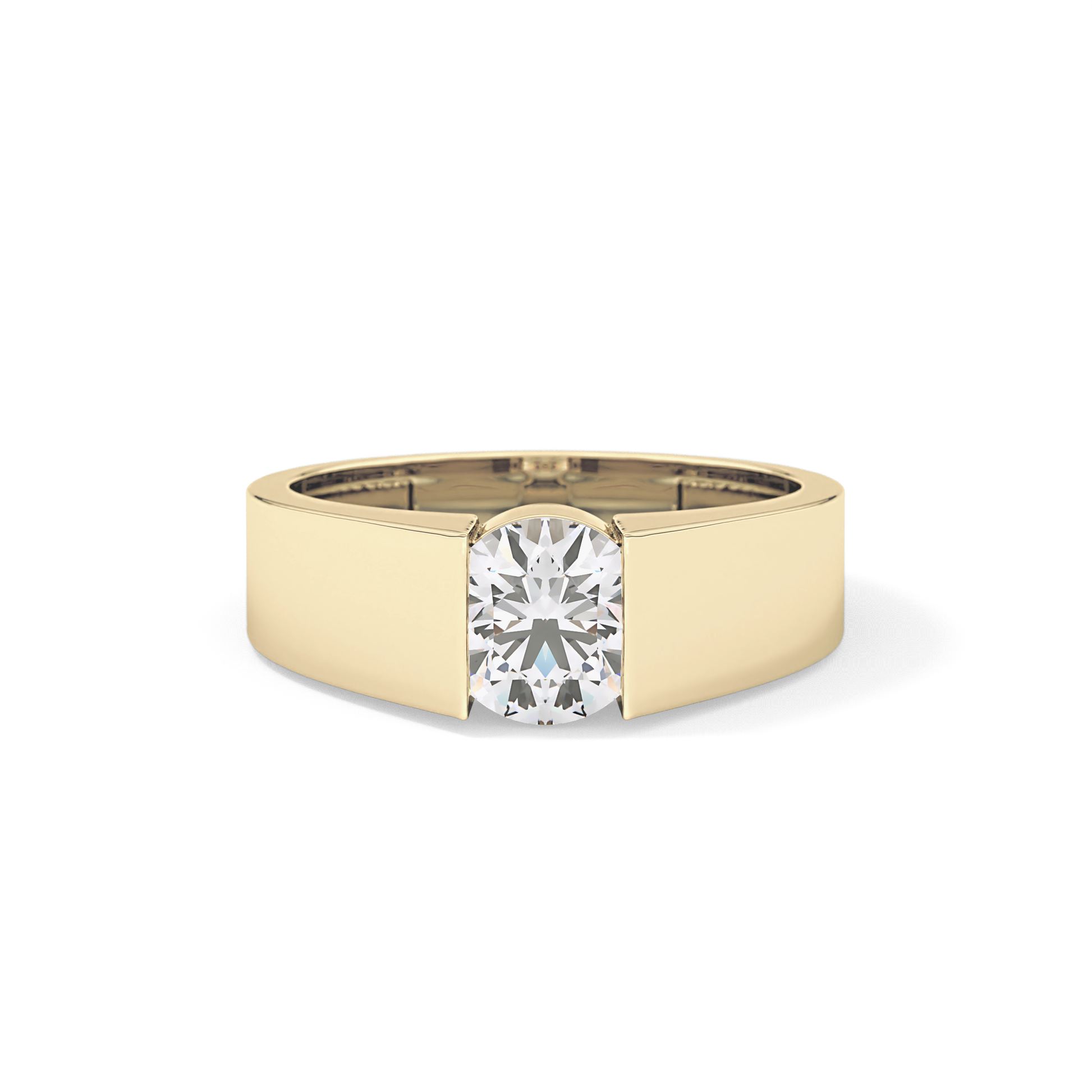 Round Cut 1.11 Carat Moissanite Men's Wedding Band - Tension Setting in Gold