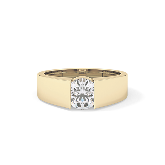 Round Cut 1.11 Carat Moissanite Men's Wedding Band - Tension Setting in Gold