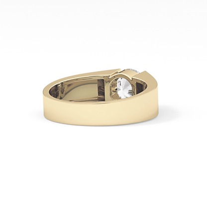 Round Cut 1.11 Carat Moissanite Men's Wedding Band - Tension Setting in Gold