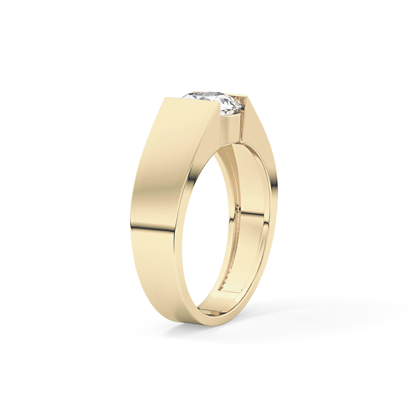 Round Cut 1.11 Carat Moissanite Men's Wedding Band - Tension Setting in Gold