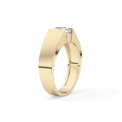 Round Cut 1.11 Carat Moissanite Men's Wedding Band - Tension Setting in Gold