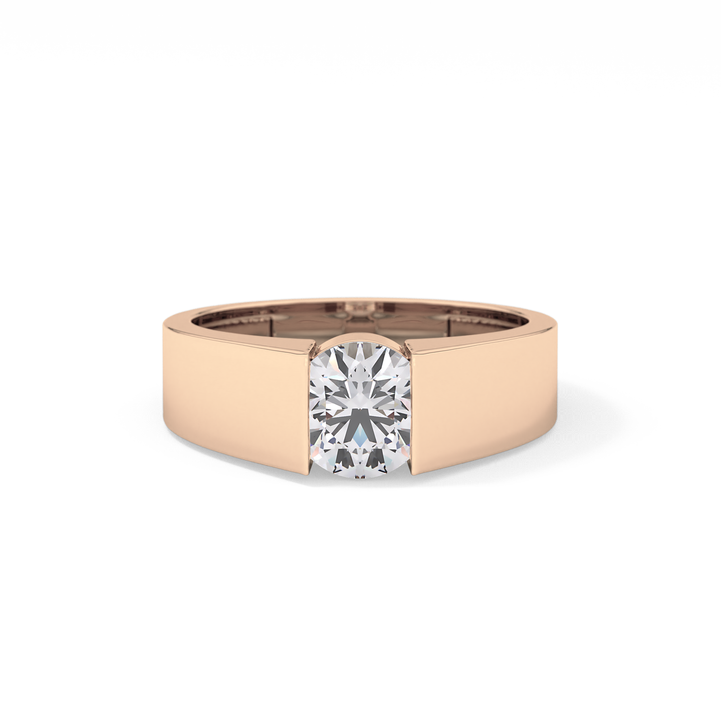Round Cut 1.11 Carat Moissanite Men's Wedding Band - Tension Setting in Gold