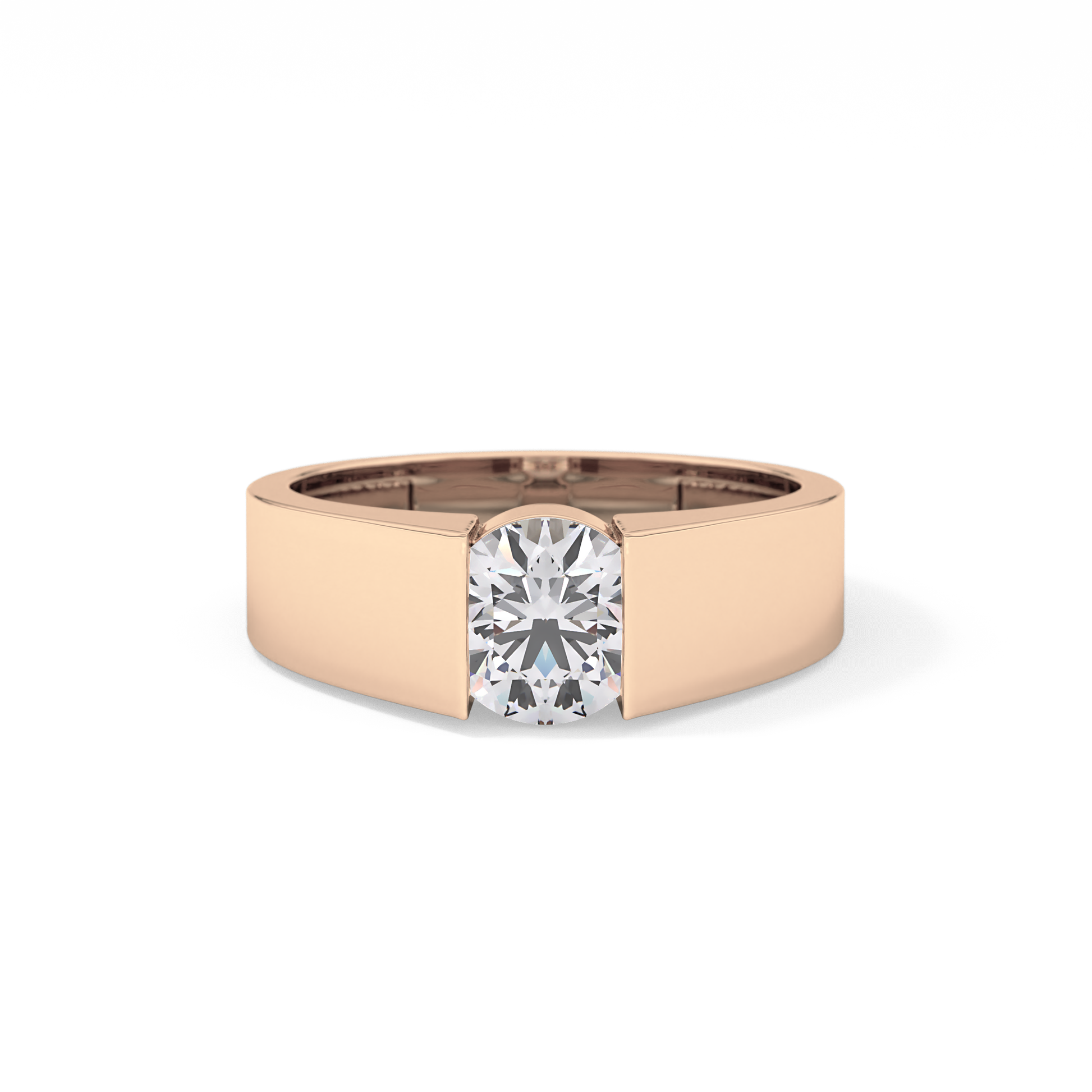 Round Cut 1.11 Carat Moissanite Men's Wedding Band - Tension Setting in Gold