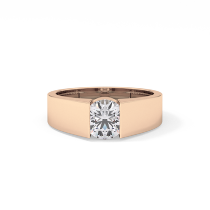 Round Cut 1.11 Carat Moissanite Men's Wedding Band - Tension Setting in Gold