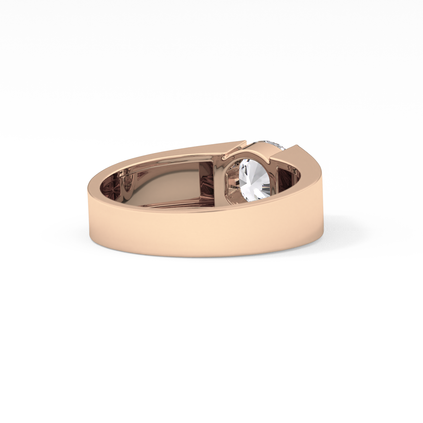 Round Cut 1.11 Carat Moissanite Men's Wedding Band - Tension Setting in Gold